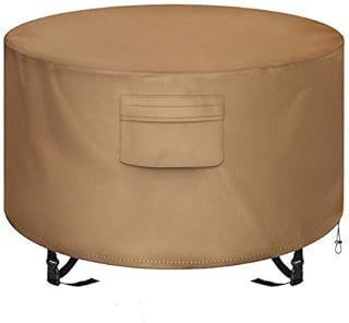 NEXCOVER NEXCOVER Round Fire Pit Cover, Waterproof 600D Heavy Duty Cover Fits Round Outdoor Fire Pit or Table (Round - 48" D x  - Image 1