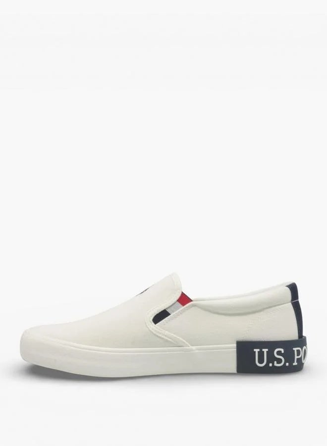 U.S. Polo Assn. أحذية سنيكرز سلايد أون للرجال من يو. إس. بولو أسن. باللون الأبيض TOMAN GLB 6FX - أحذية قماشية عصرية مريحة للاستخدام اليومي - Image 3