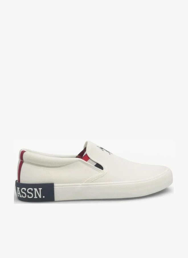 U.S. Polo Assn. أحذية سنيكرز سلايد أون للرجال من يو. إس. بولو أسن. باللون الأبيض TOMAN GLB 6FX - أحذية قماشية عصرية مريحة للاستخدام اليومي - Image 1