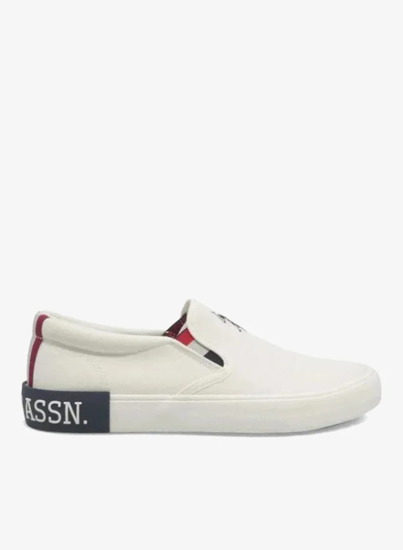 U.S. Polo Assn. Men’s White TOMAN GLB 6FX Slip-On Sneakers – Stylish Casual Canvas Shoes for Everyday Comfort