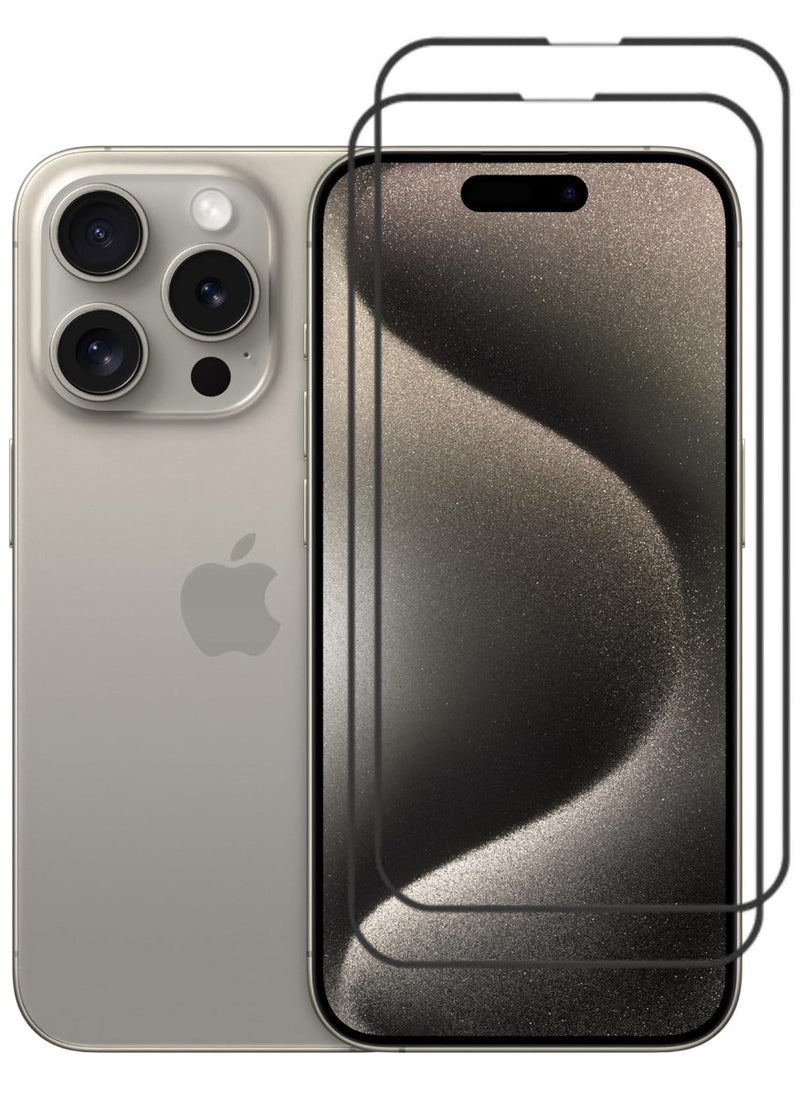RAYON 2 Pack Tempered Glass Screen Protector 5D Designed For iPhone 15 Pro Full Screen Coverage And Bubble Free - Image 1