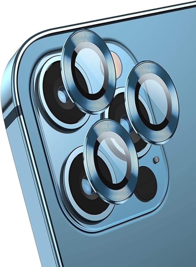 Coblue Camera Lens Protector For Iphone 12 Pro | Max (6.1/6.7) Inch, Premium Hd Tempered Glass Metal Ring Aluminum Alloy Lens Screen Cover Film Multiple Color (Iphone 12 Pro (6.1), Blue)