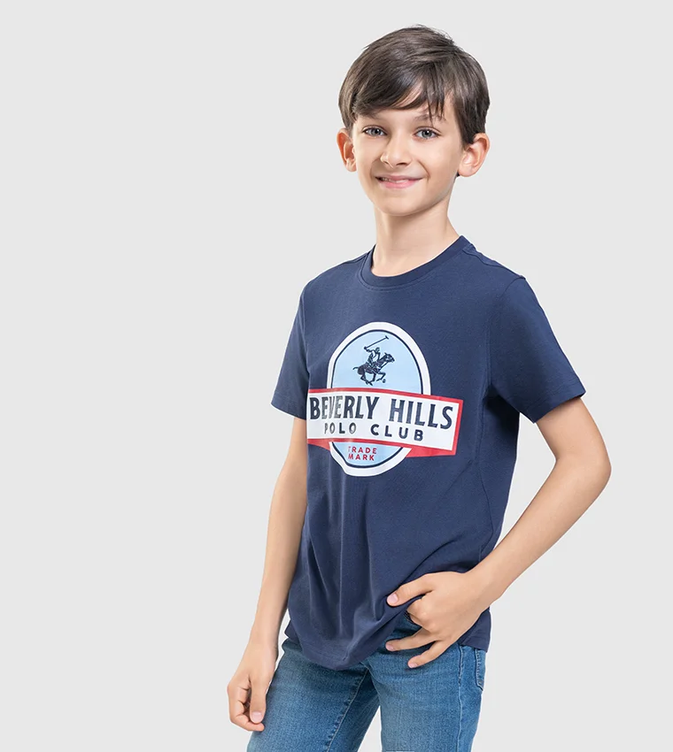 بيفرلي هيلز بولو كلوب تيشيرت بياقة دائرية وطبعة شعار