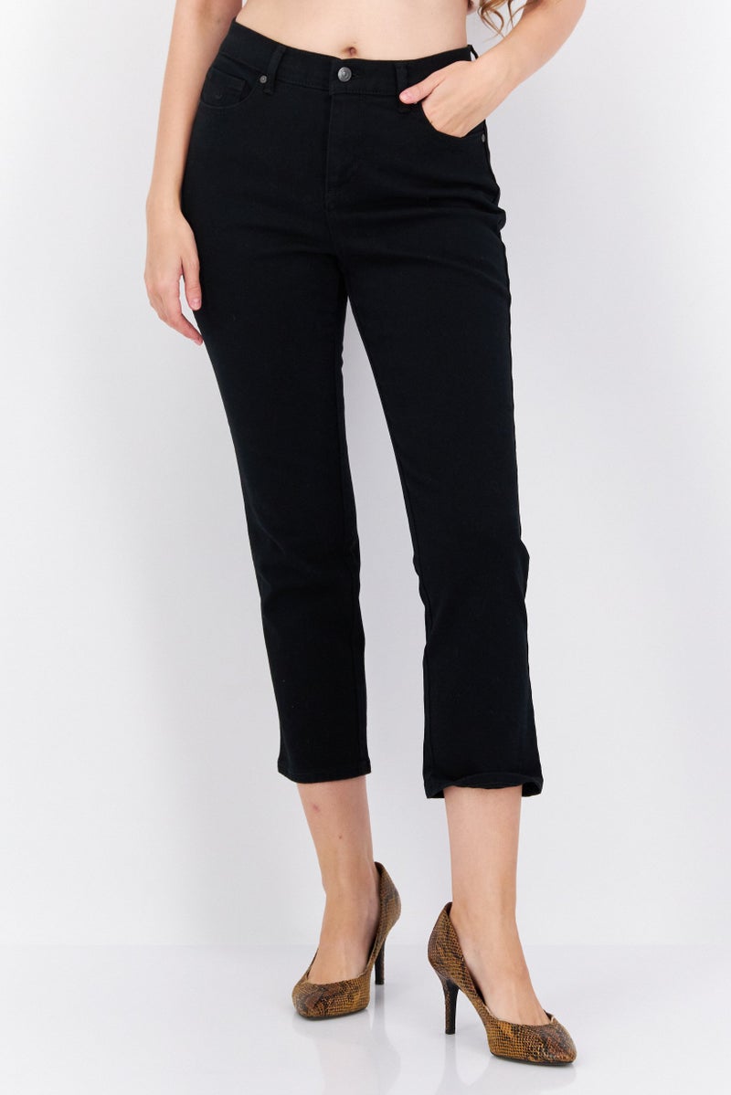 Gloria Vanderbilt Women Petite Straight Leg No Stretch Jeans, Black - Image 1
