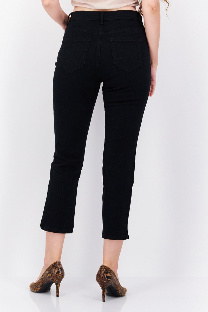 Gloria Vanderbilt Women Petite Straight Leg No Stretch Jeans, Black - Image 2
