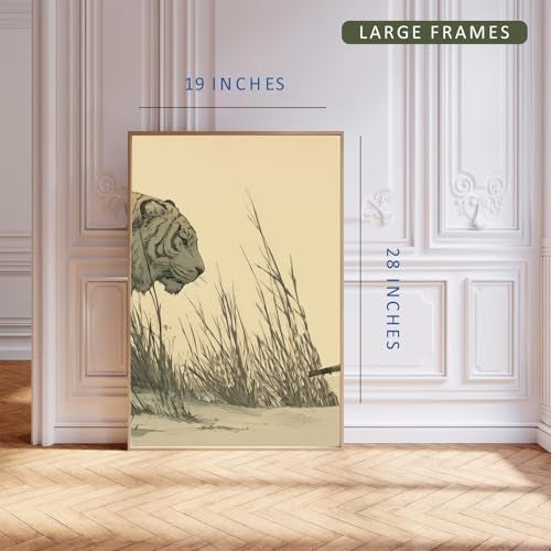 Gamya Framed Japan Samurai Theme Wall Painting Posters For Office, Living Room, Bedroom Wall Decor - Japanese Japandi Samurai Aesthetic Room Decor (Tiger & Samurai, 19x29 Inches, Framed) - Image 2