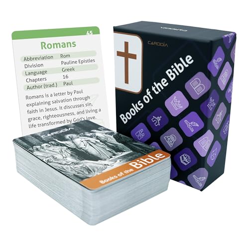 CARDDIA بطاقات فلاش كتب الكتاب المقدس من CARDDIA مع رسومات خشبية ملونة مقسمة حقائق رئيسية مثالية لدراسة الكتاب المقدس للمسيحيين الجدد هدايا مسيحية ذات مغزى - Image 1