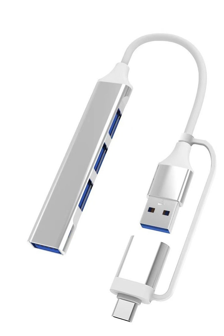 2-in-1 USB 3.0 Hub Dock | Laptop Expansion Splitter | Type-C & Type-A Dual Ports | 4-Port USB Hub - Image 1