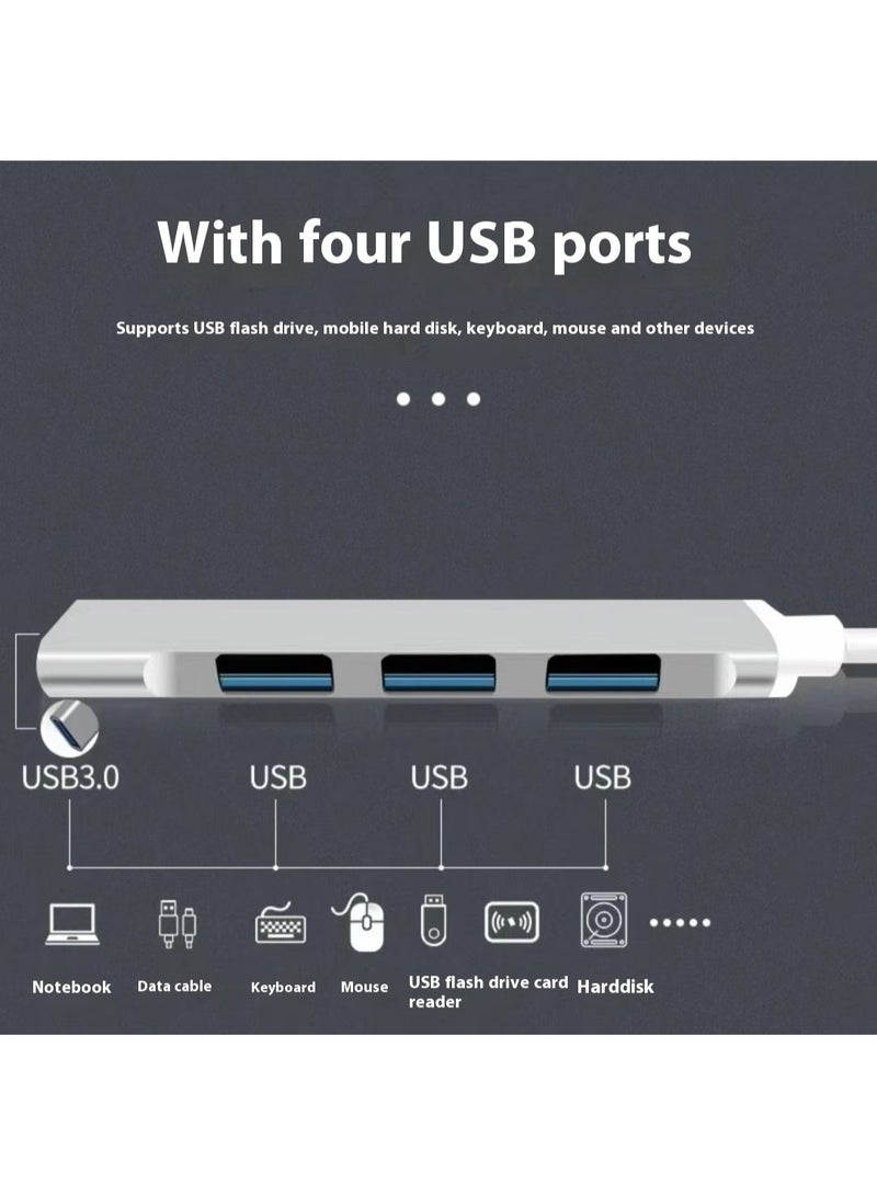 2-in-1 USB 3.0 Hub Dock | Laptop Expansion Splitter | Type-C & Type-A Dual Ports | 4-Port USB Hub - Image 2
