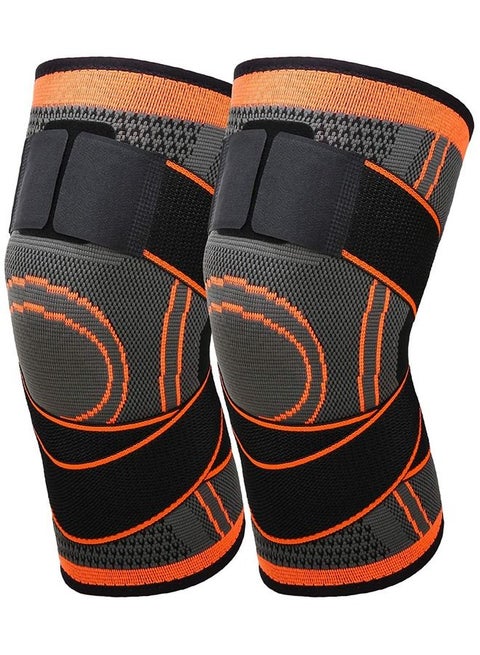 2-Piece Knee Brace Compression Knee Pad Knee Sleeve for Men & Women Knee Support Running Cycling Basketball with Adjustable Strap Wrap