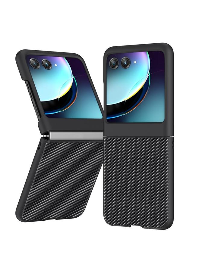 اس-توب جراب لهاتف Motorola Razr 40 جراب هاتف فائق النحافة مصنوع من ألياف الكربون مطبوع عليه نسيج - Image 1