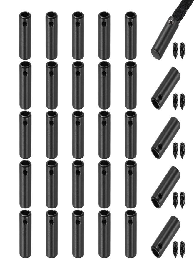 PATIKIL 30 Pcs Shoelace Tips, 20mm Metal Aglets Shoes Lace Cords End Tip Cap Replacement with Screw for Canvas Sneakers DIY Clothes Strings, Black - Image 1