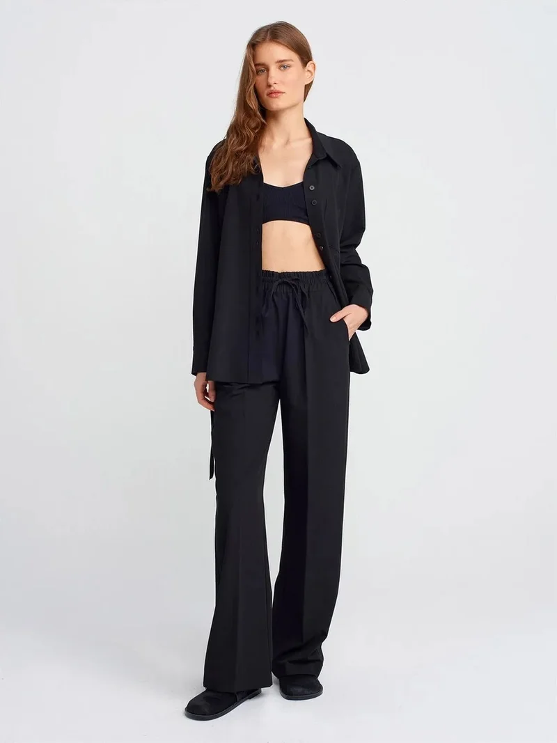 ديلفين Dilvin Wide-Leg Jersey Trousers