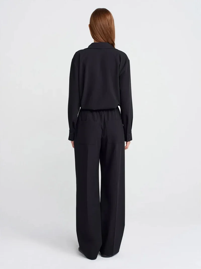 ديلفين Dilvin Wide-Leg Jersey Trousers