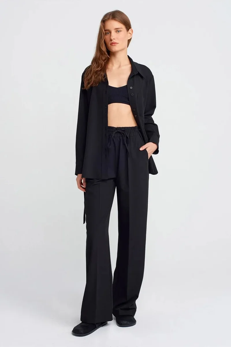 DILVIN Wide-Leg Jersey Trousers