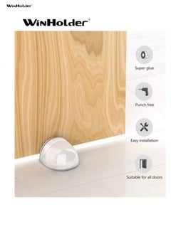WinHolder Winholder,Doorstop, Wall Protection Self-Adhesive Door Stopper for Door Buffer Floor Stop Shock Absorbent Wall Bumper for The Home and Office Wall Protector - Clear 4pcs,plastic Material, Strong Self-  - Image 3