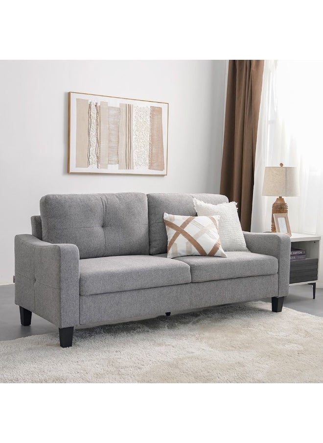 DANUBE HOME Supreme 2 Seater Fabric Sofa Modern Design Two Seat Sofas Comfortable Living Room Furniture L151Xw80Xh88Cm - Grey  - Image 1