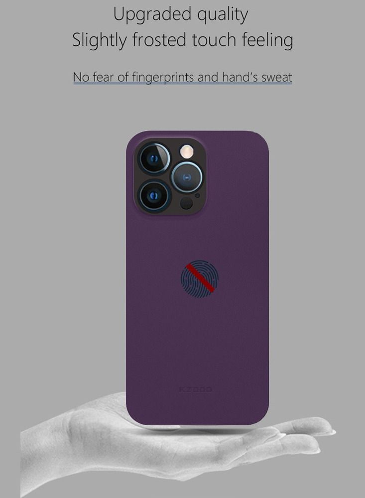 KZDOO iPhone 14 Pro Max Case Air Skin Series Ultra Slim Frosted Anti Slip Back Cover Full Coverage Camera Lens Protection 6.7 inch Purple - Image 3