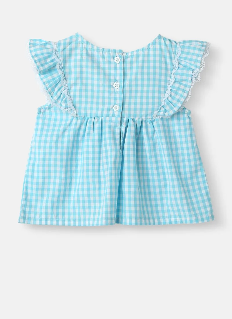 نوتيناتي Nautinati Girls' Yarn Dyed Print Top and Pants Set with Lace Panel