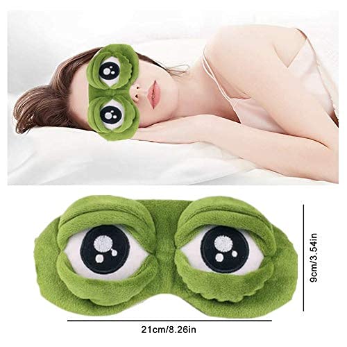 bumsufon Sleep Masks for Women,Eye Mask for Sleeping,BUMSUFON Night Mask Sad Frog Cute Block Out Light, Soft Comfort Eye Shade Cover for Travel Yoga Nap, Green - Image 5