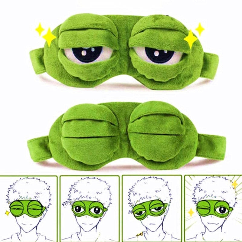 bumsufon Sleep Masks for Women,Eye Mask for Sleeping,BUMSUFON Night Mask Sad Frog Cute Block Out Light, Soft Comfort Eye Shade Cover for Travel Yoga Nap, Green - Image 1