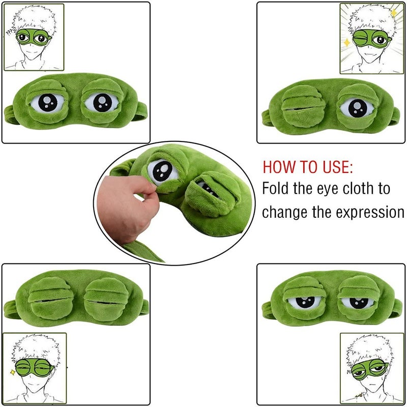 bumsufon Sleep Masks for Women,Eye Mask for Sleeping,BUMSUFON Night Mask Sad Frog Cute Block Out Light, Soft Comfort Eye Shade Cover for Travel Yoga Nap, Green - Image 4