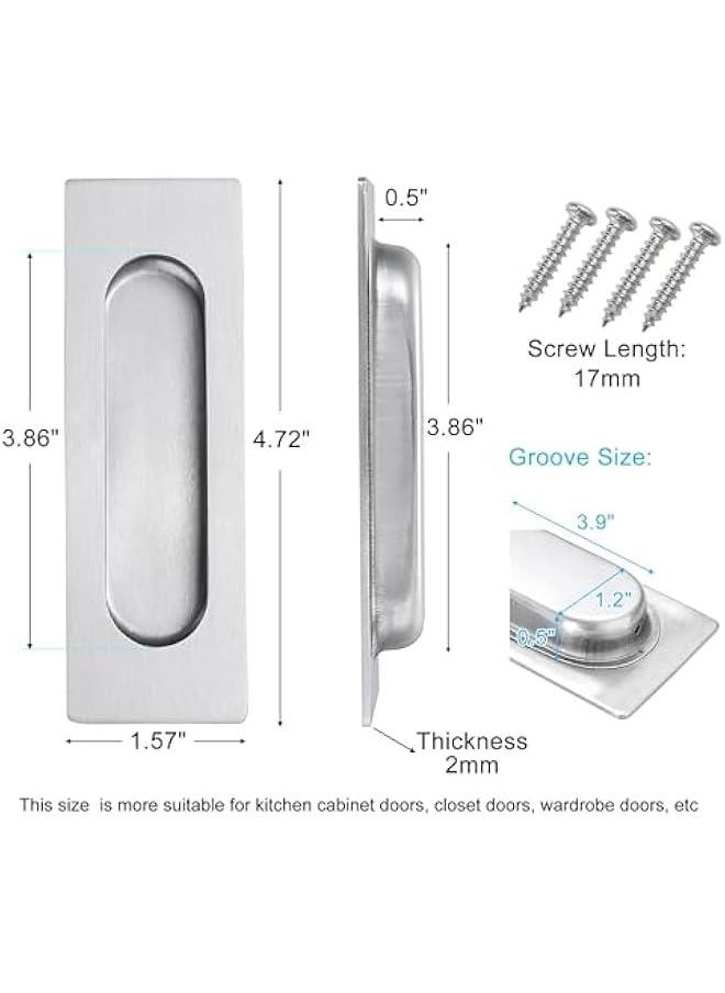 Generic 4.72 Inch Recessed Finger Flush Pulls for Kitchen Cabinet Door Closet Door, Small Sliding Cupboard Door Handle, Brushed Stainless Steel Rectangular Door Pulls Hardware(2 Pack)  - Image 2