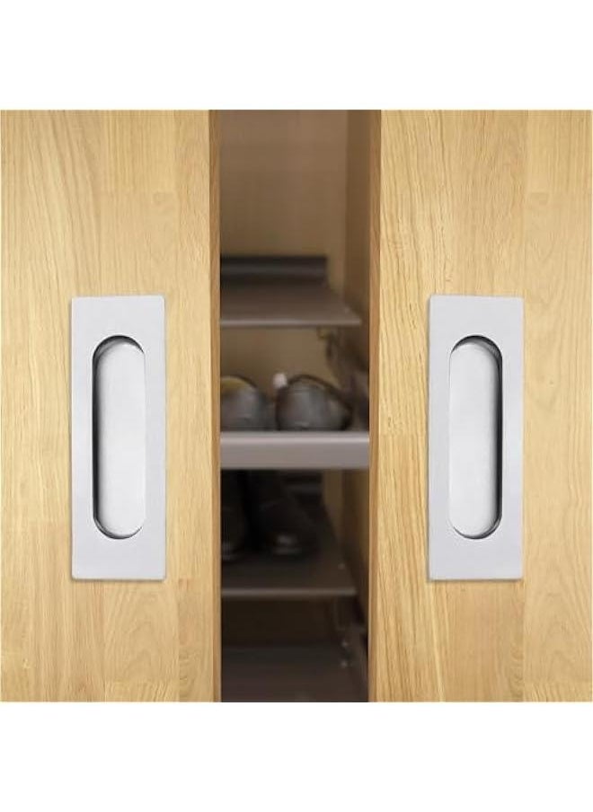 Generic 4.72 Inch Recessed Finger Flush Pulls for Kitchen Cabinet Door Closet Door, Small Sliding Cupboard Door Handle, Brushed Stainless Steel Rectangular Door Pulls Hardware(2 Pack)  - Image 5