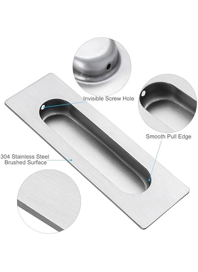 Generic 4.72 Inch Recessed Finger Flush Pulls for Kitchen Cabinet Door Closet Door, Small Sliding Cupboard Door Handle, Brushed Stainless Steel Rectangular Door Pulls Hardware(2 Pack)  - Image 3