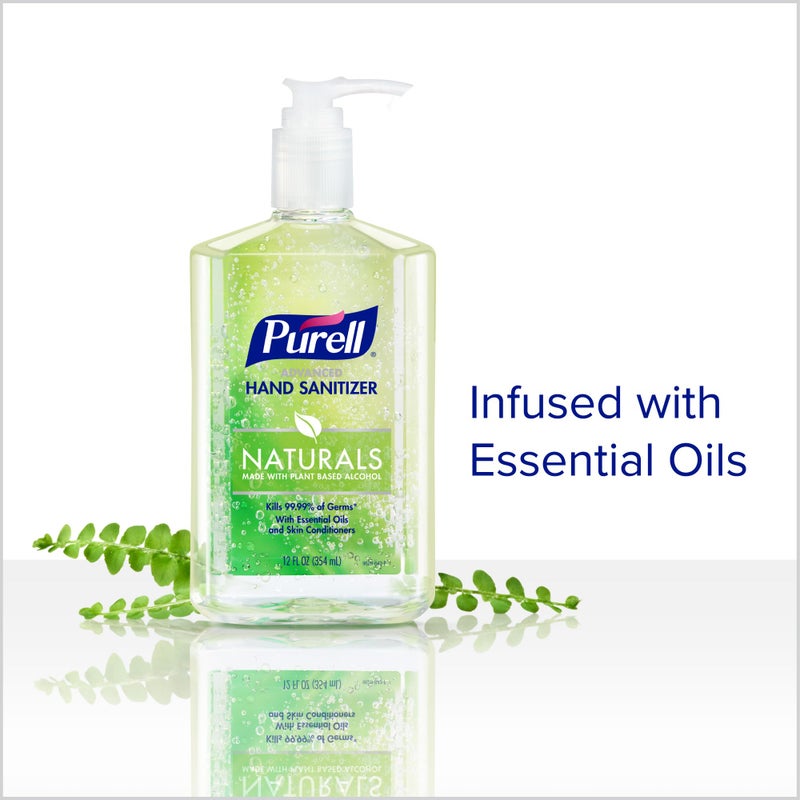 Purell NATURALS Advanced Hand Sanitizer Gel, with Skin Conditioners and Essential Oils, 12 fl oz Counter Top Pump Bottle (Case of 12) - 9629-12 - Image 3