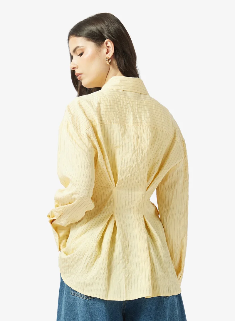 TOPSHOP Casual Long Sleeve Asymmetric Shirt Woven