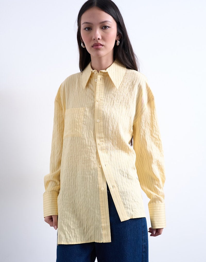 TOPSHOP Casual Long Sleeve Asymmetric Shirt Woven - Image 1