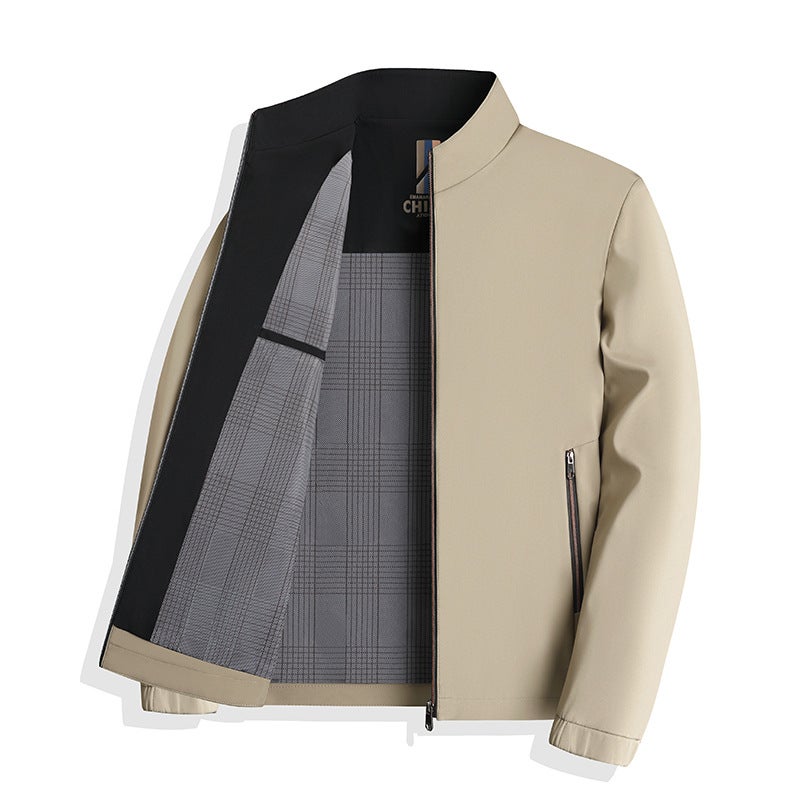 Jacket Men's Autumn and Winter Slim-fit Men's Jacket Trendy Simple Collar Comfortable Casual All-match Middle-aged Jacket - Image 5