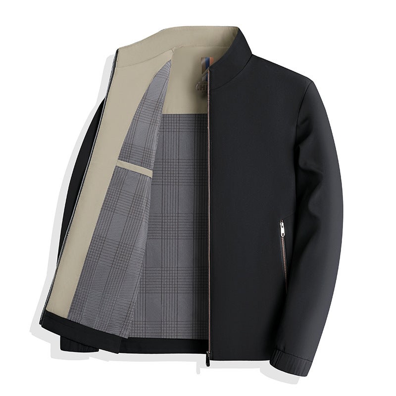 Jacket Men's Autumn and Winter Slim-fit Men's Jacket Trendy Simple Collar Comfortable Casual All-match Middle-aged Jacket - Image 3