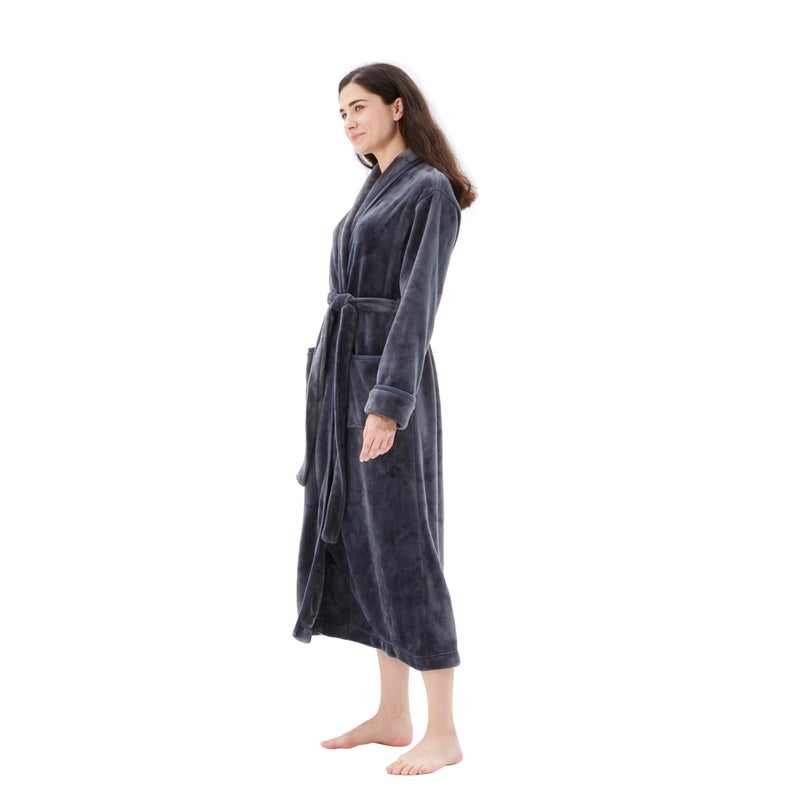 COOVA Premium Robe for Women â€“ Plush Soft Robe, Fluffy, Warm, Long Fleece Bathrobe,Medium Grey - Image 2