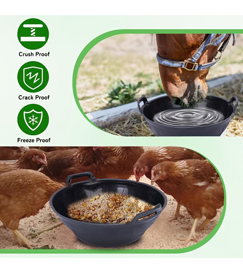 3pcs Heavy Duty Animal Feed Trough Set with Handles for Farm Barnyard Horse Cow Chicken Duck - Image 4