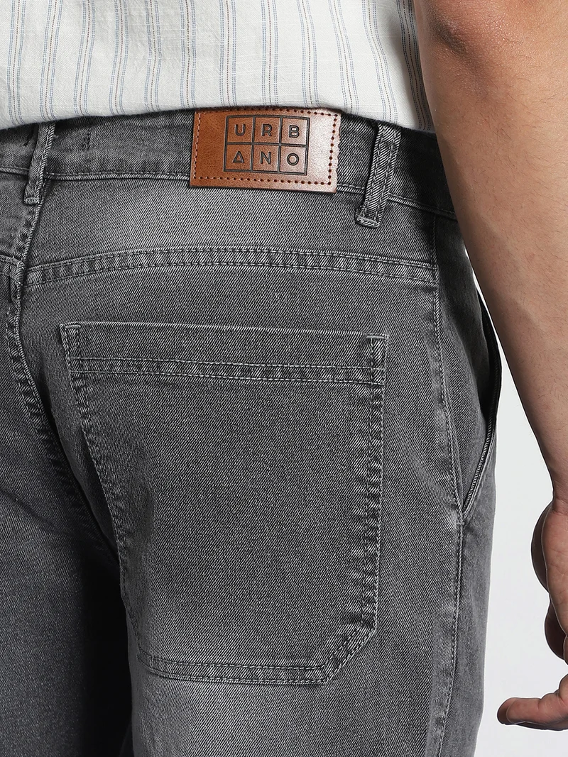Urbano Fashion  Urbano Fashion Men's Light Grey Regular Fit Washed Cargo Jeans with 6 Pockets Stretchable  | Best Price UAE