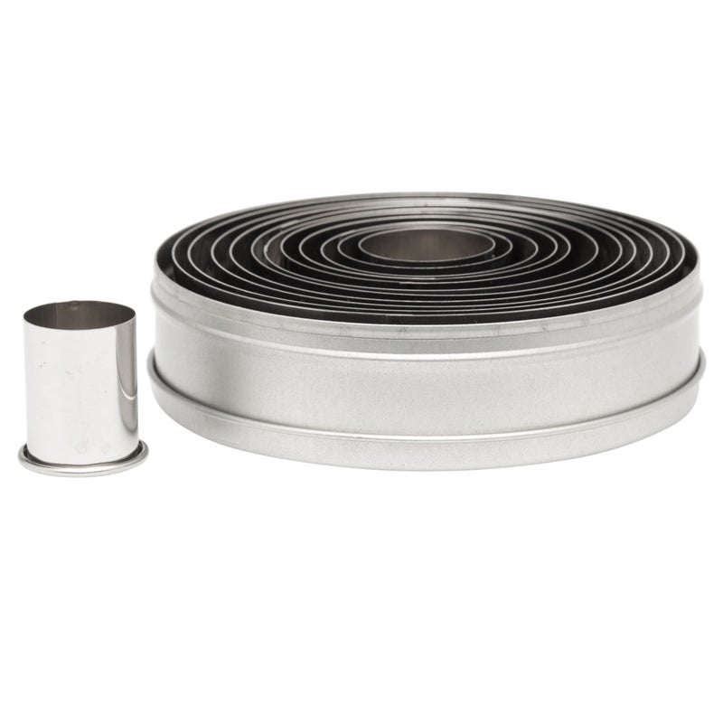 Ateco Plain Edge Round Cutters in Graduated Sizes Stainless Steel 12 Pc Set