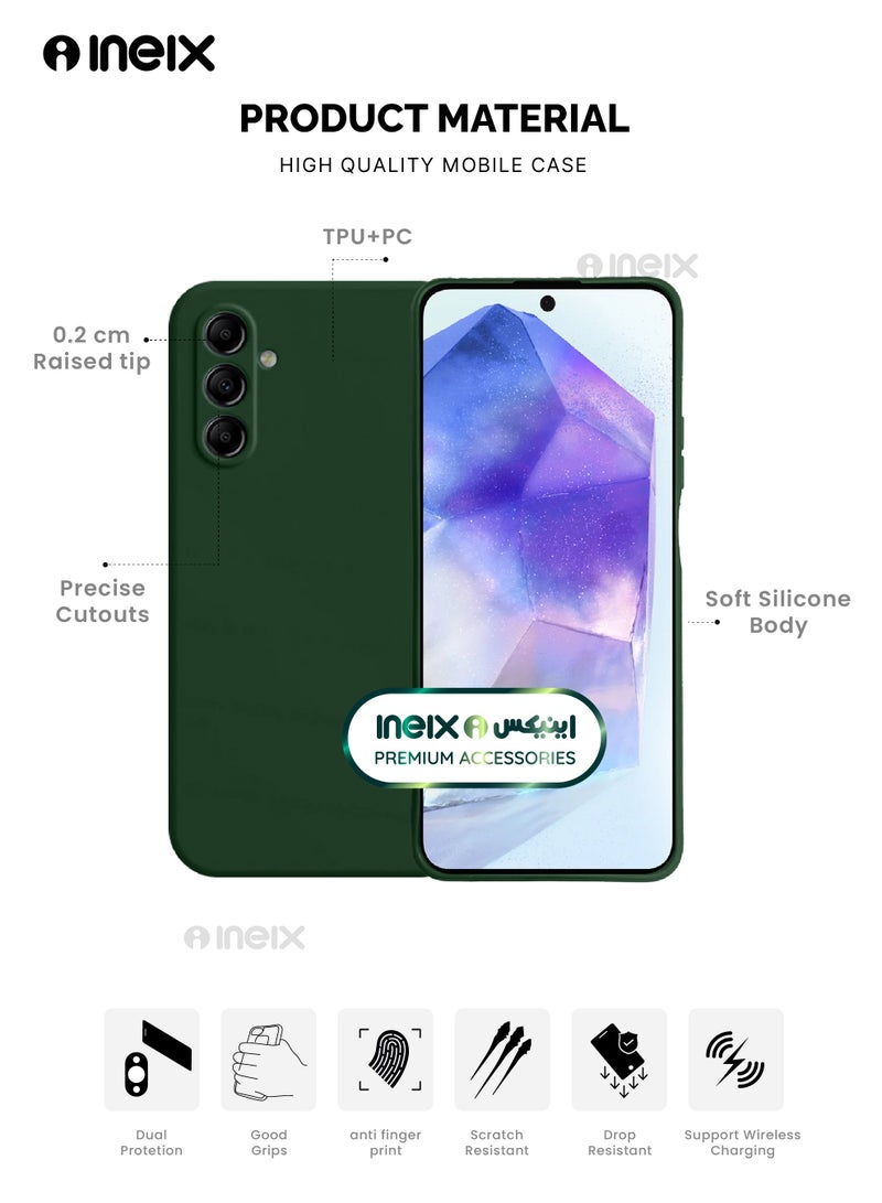 إينيكس جراب سيليكون فاخر مرن متوافق لهاتف سامسونج جالكسي ايه55 5 جي-أخضر - Image 2
