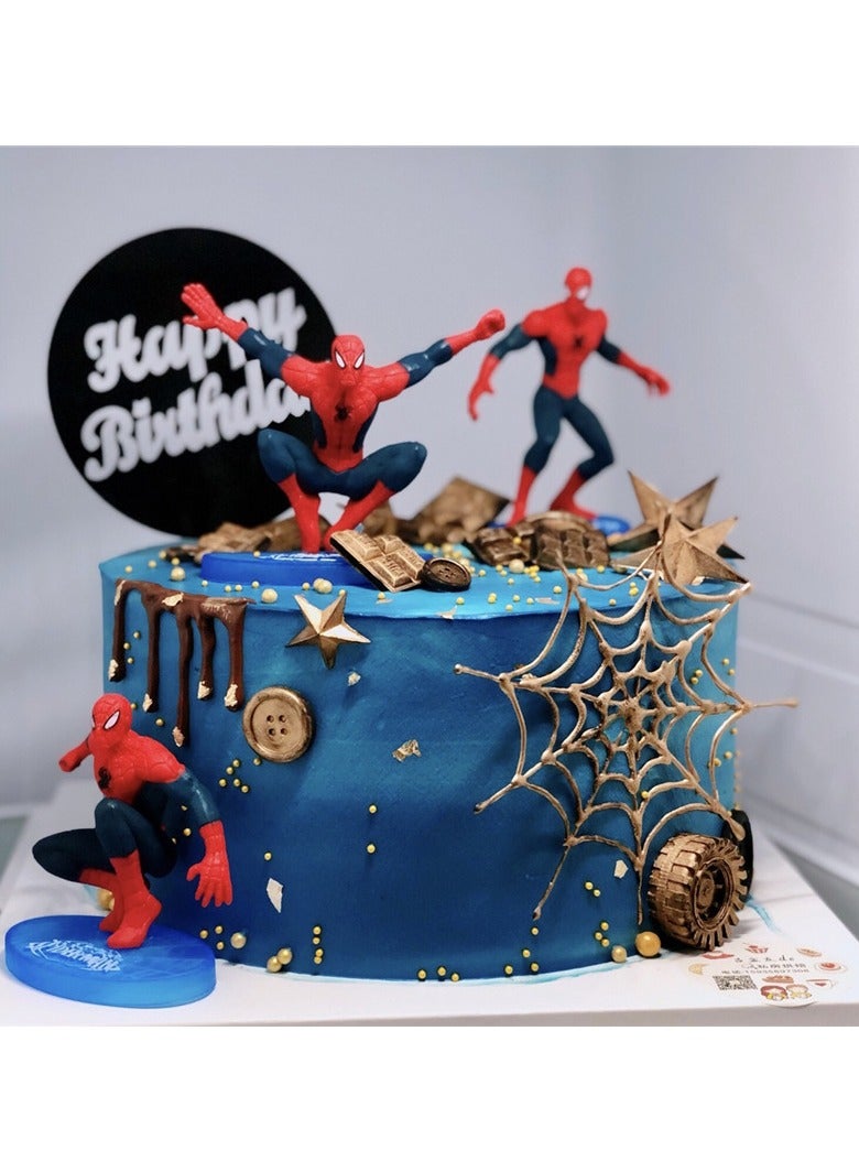وينر لعبة تزيين كعكة عيد ميلاد سبايدرمان السعيدة، 7 قطع، نموذج صغير، زينة كعكة - Image 2