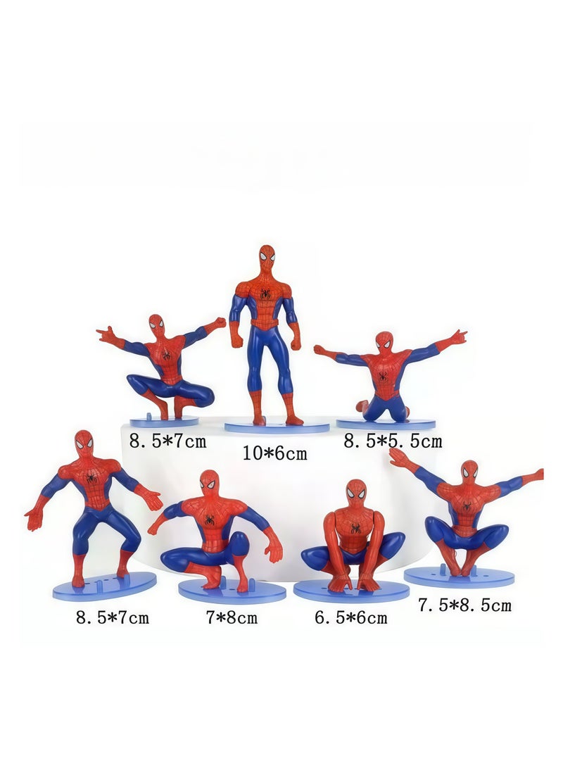 وينر لعبة تزيين كعكة عيد ميلاد سبايدرمان السعيدة، 7 قطع، نموذج صغير، زينة كعكة - Image 3