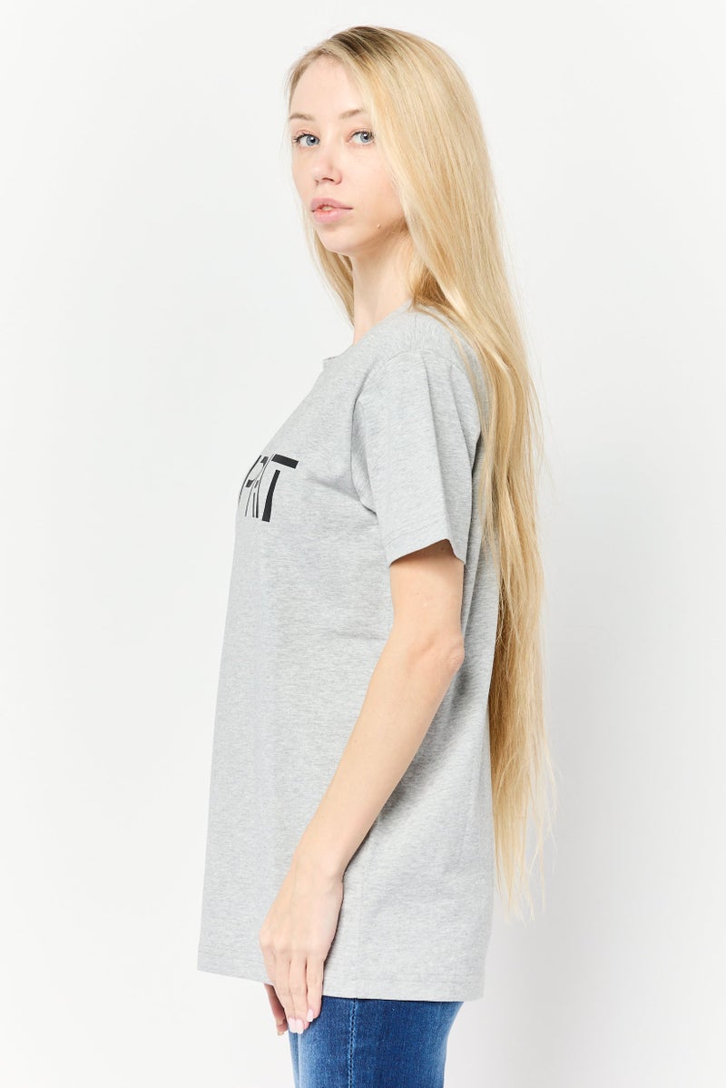 ESPRIT Women Crew Neck Short Sleeve Brand Logo T-Shirt, Grey - Image 2