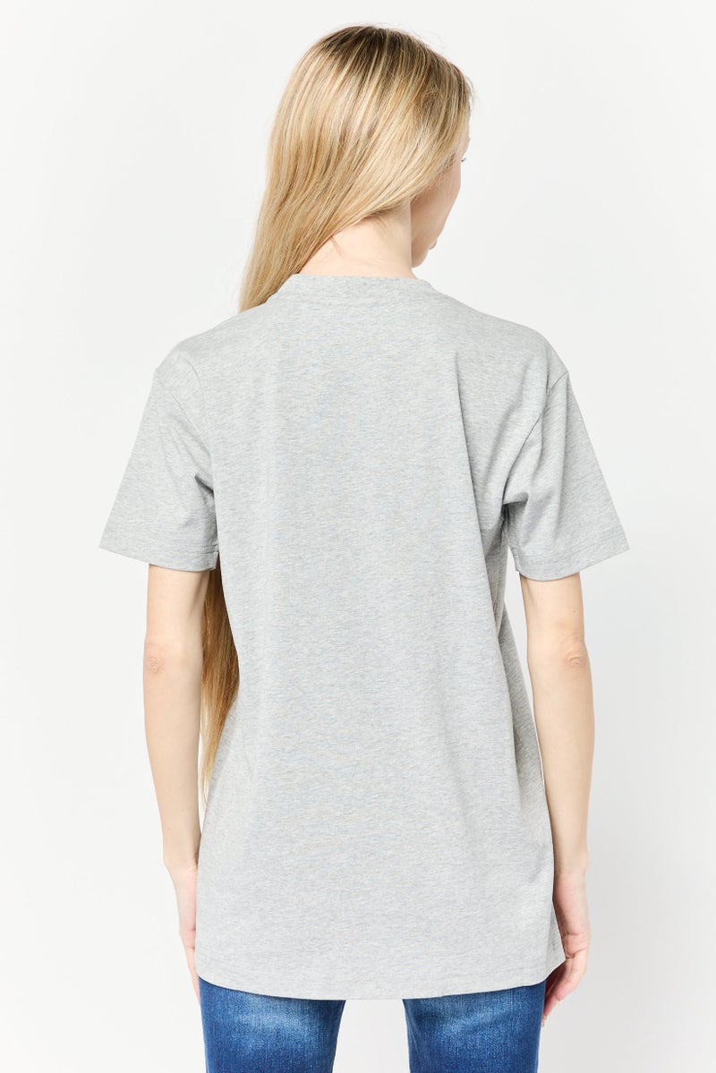 ESPRIT Women Crew Neck Short Sleeve Brand Logo T-Shirt, Grey - Image 3