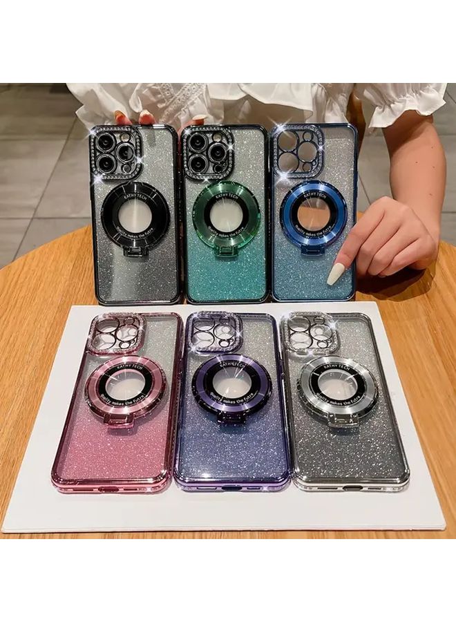 Magnetic Luxury Flash Diamond Phone Case For IPhone 16 Pro Max Black Magsafe Compatible - Image 3
