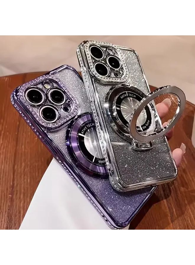 Magnetic Luxury Flash Diamond Phone Case For IPhone 16 Pro Max Black Magsafe Compatible - Image 4