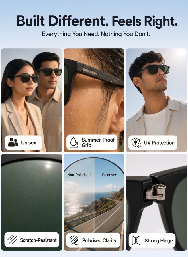 VINCENT CHASE Unisex VINCENT CHASE By Lenskart | Mirage Full Rim Wayfarer Polarized & UV Protected Sunglasses For Men & Women VC S12644 - 57mm - Black - Image 2