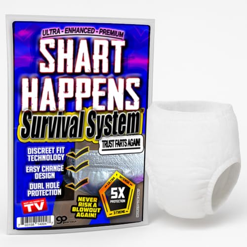 Gears Out Shart Happens Survival System Funny Gag Gift Adult Diaper Kit Extreme Blowout Protection White Elephant Party Birthday Christmas Office Prank Essential - Image 1