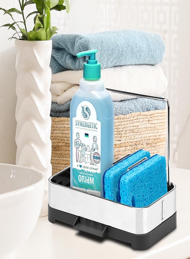 Boperzi Kitchen Sink Caddy Organiser, Sponge Holder for Kitchen, Dish Organizer Brush Holder Tray Stainless Steel, Cleaning Caddy for Sponges Scrubbers Holders, 12.8 X 20.2 X 15.7 Cm - Image 2