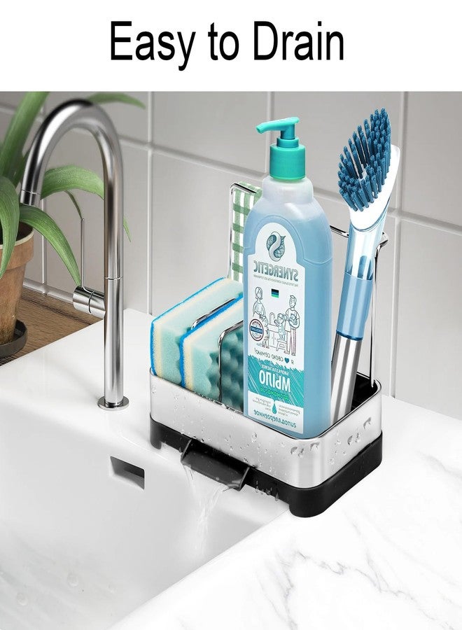 Boperzi Kitchen Sink Caddy Organiser, Sponge Holder for Kitchen, Dish Organizer Brush Holder Tray Stainless Steel, Cleaning Caddy for Sponges Scrubbers Holders, 12.8 X 20.2 X 15.7 Cm - Image 3