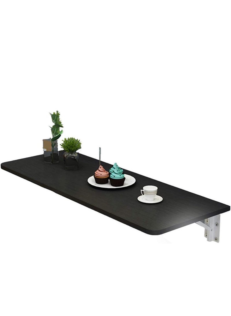 Generic - Stellar Folding Wooden Wall Mounted Desk with Flip Leaves Simple Floating Folding Laptop Desk Space Saving Hanging Table (Black 120x50cm) - Image 1